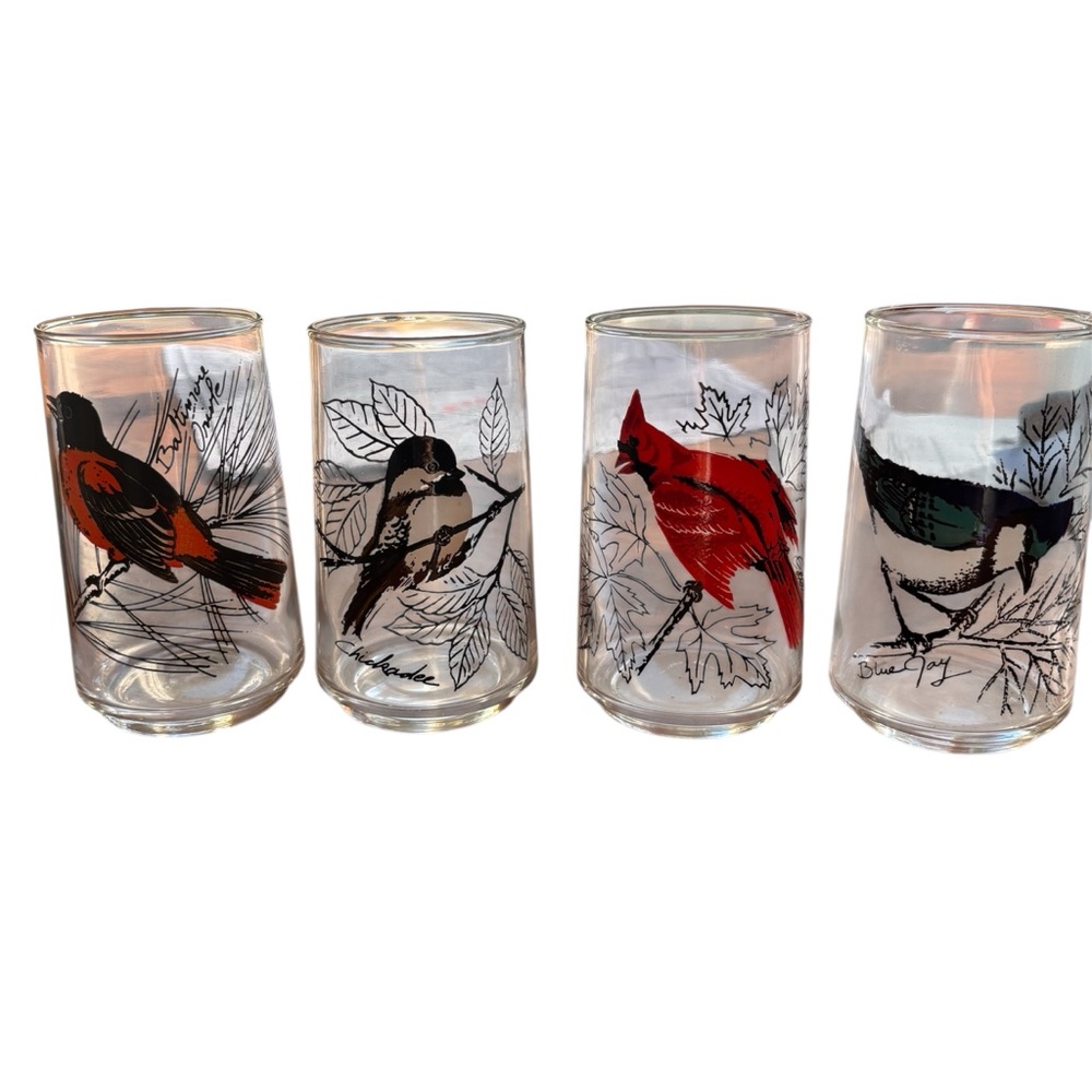 Vtg Songbird Anchor Hocking Drinking glass (4 GLASSES)